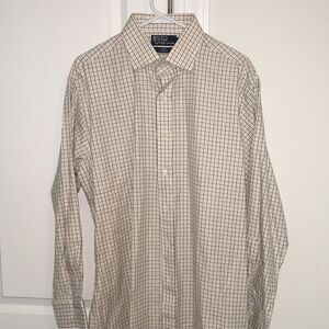 New Polo Ralph Lauren Michigan Wolverine Colors Plaid Check Dress Shirt Regent L